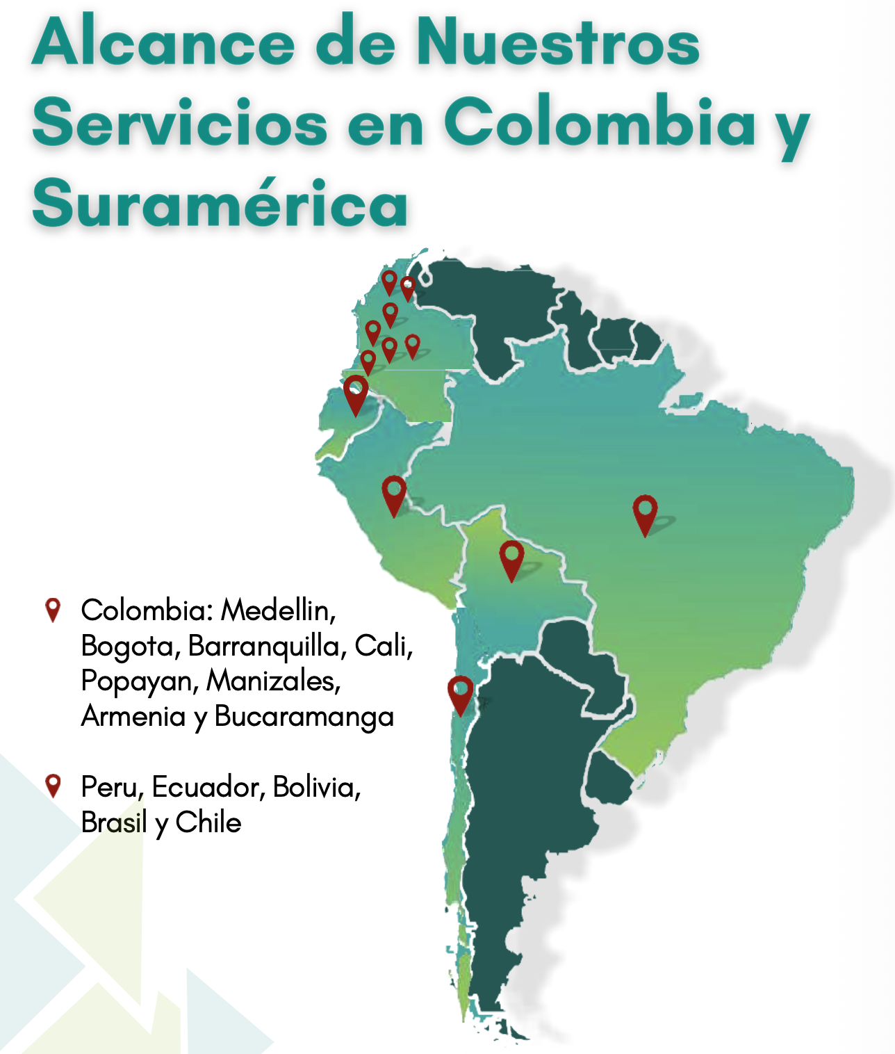 Mapa de cobertura en Colombia y Suramerica